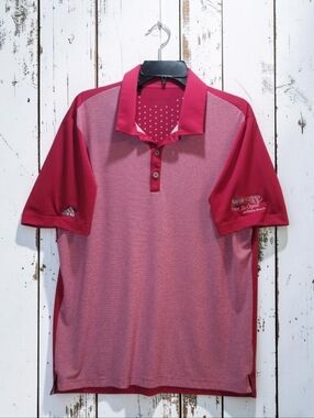 ADIDAS ~ClimaChill~ Men's Red and White Stripe Polo Shirt. GOLF OUTDOOR SUN